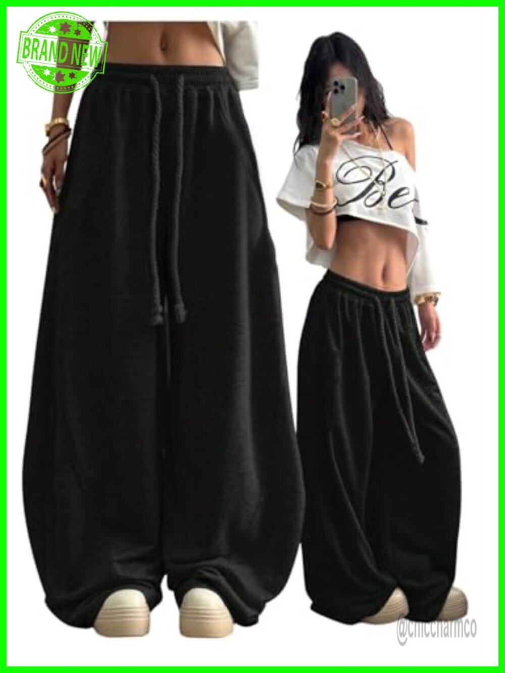Women's Baggy Barrel Wide Leg Sweatpants Y2K High Waist Oversized Comfy